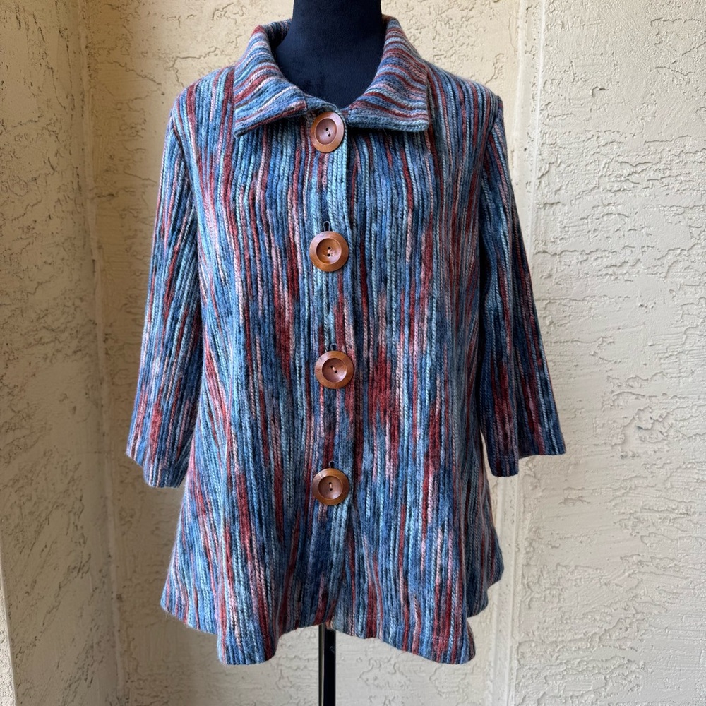 Multiples Multicolor Button Front Jacket Sz Ps Co… - image 1